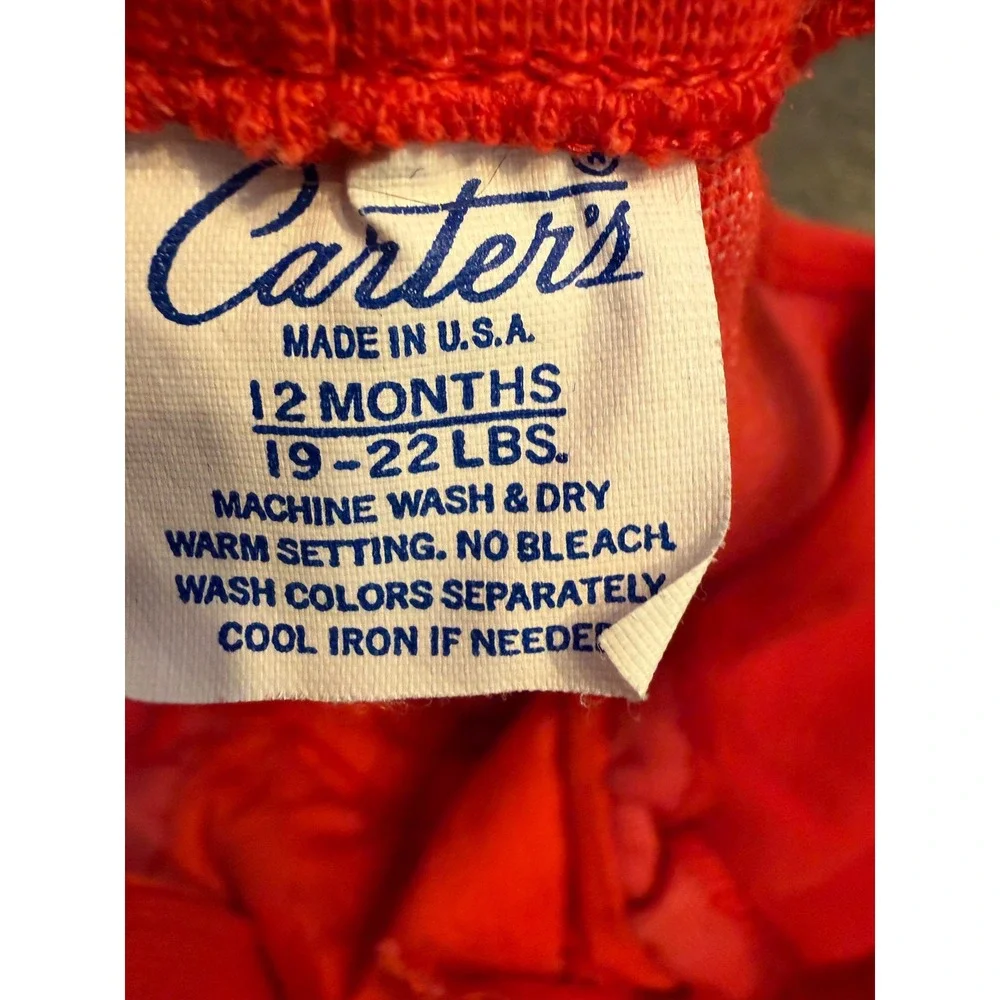 Carter's Knit Overalls Kids 12 Months Red Vintage Ruffle Snap Inseam USA Made